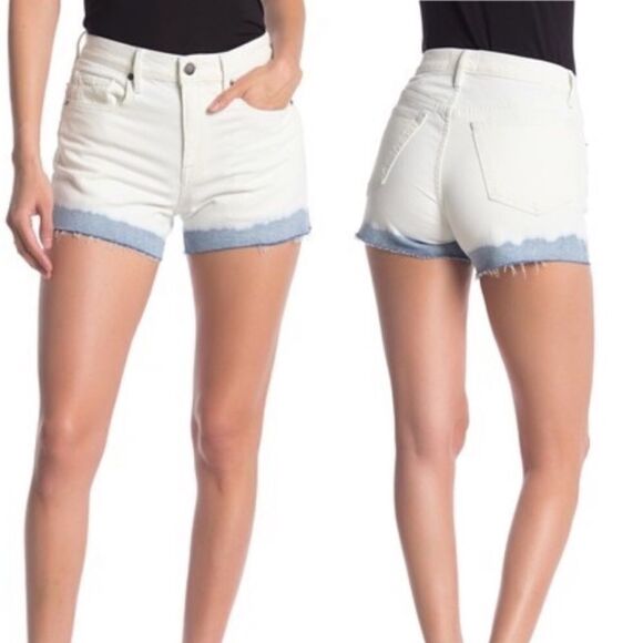 FRAME DENIM High Waisted Dip Dye Denim Shorts White Blue 26 - Picture 2 of 9